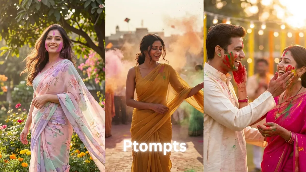 8 Aesthetic Gemini Holi Prompts for Traditional Kurta & Saree Looks