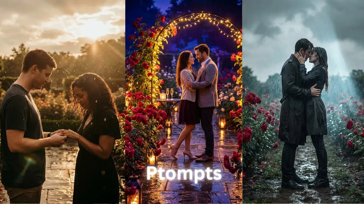 11 Cinematic Gemini AI Engagement Prompts with Rain-Kissed Garden Roses