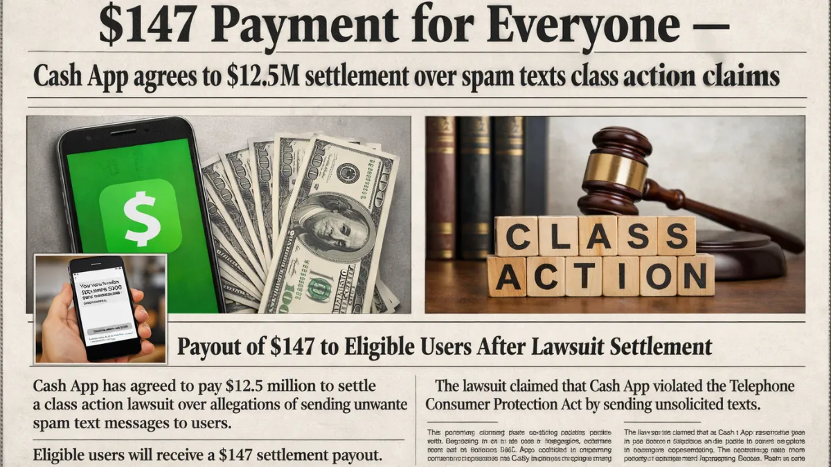 $147 Payment for Everyone – Cash App agrees to $12.5M settlement over spam texts class action claims