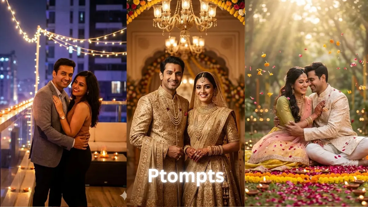 9 Beautiful Gemini AI Engagement Editing Prompts with Diyas & Festive Decor