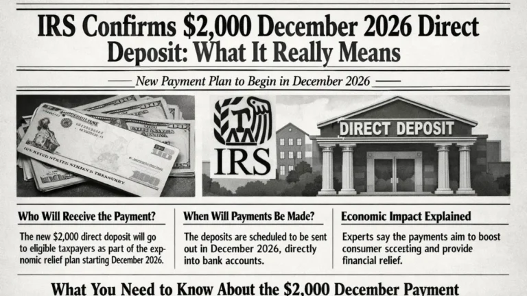 IRS Confirms $2,000 December 2026 Direct Deposit: What It Really Means